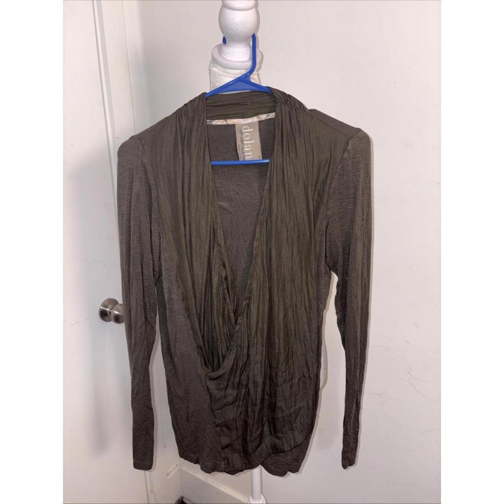 Anthropologie Dolan Olive Green Deep Neck LS Blouse Small‎